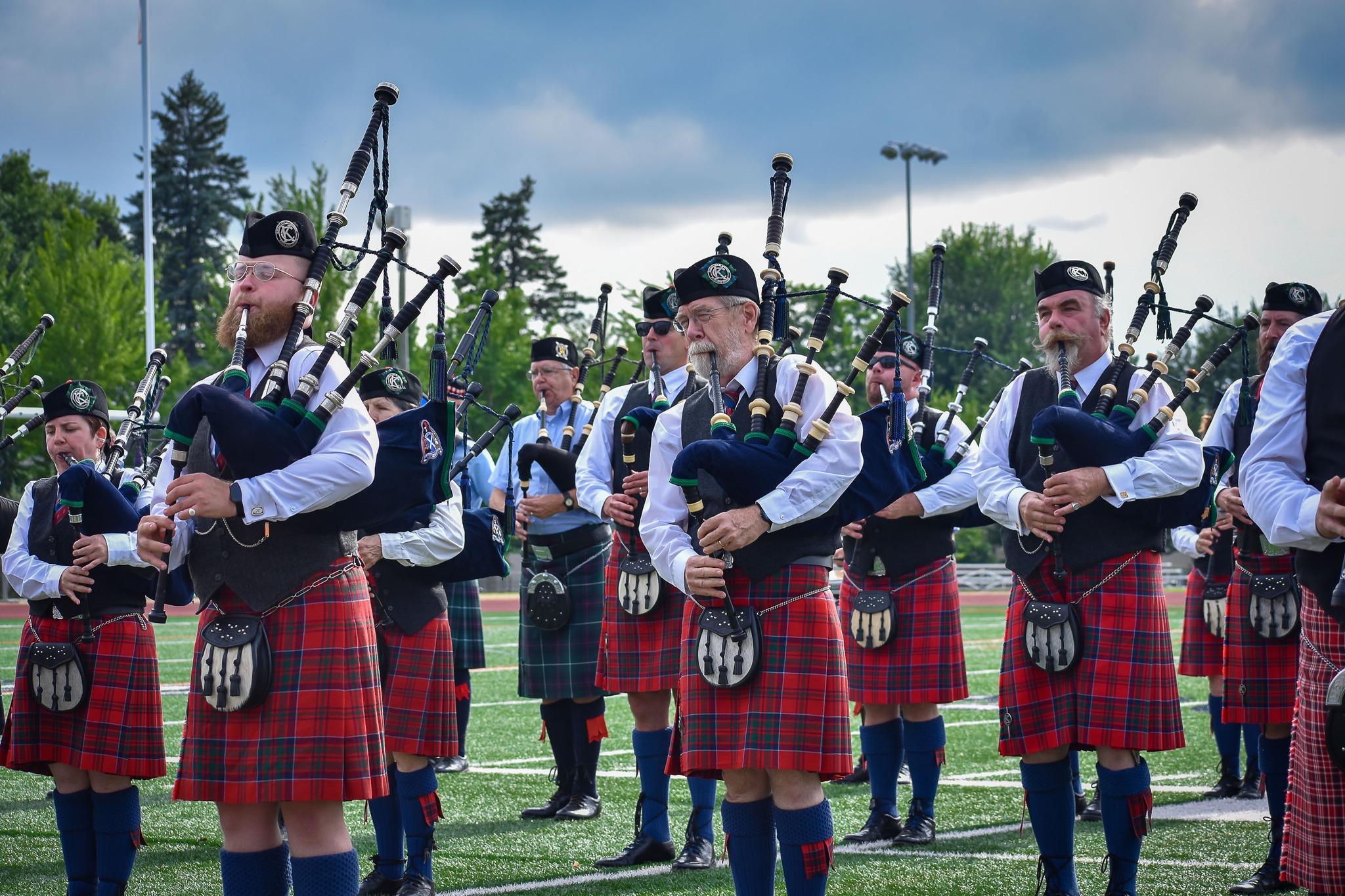Photo of bagpipers in KC St. Andrew Pipes and Drums Band
